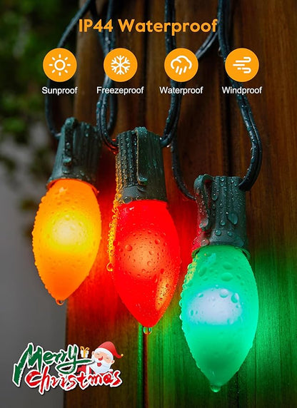 Vintage C9 LED Christmas Lights Outdoor, 150 Feet C9 String Lights with 150 Shatterproof C9 Bulbs, Waterproof Connectable Commercial Christmas Tree Lights for Outside Roofline Patio Decor, Multicolor