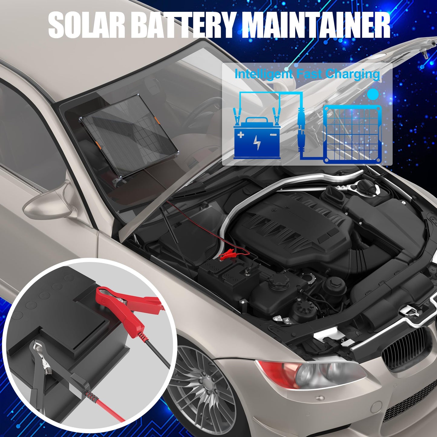 OYMSAE 30 Watt 12 Volt Solar Panel Solar Trickle Charger 30W 12V Portable Solar Battery Charger & maintainer with Cigarette Lighter Plug & Alligator Clip