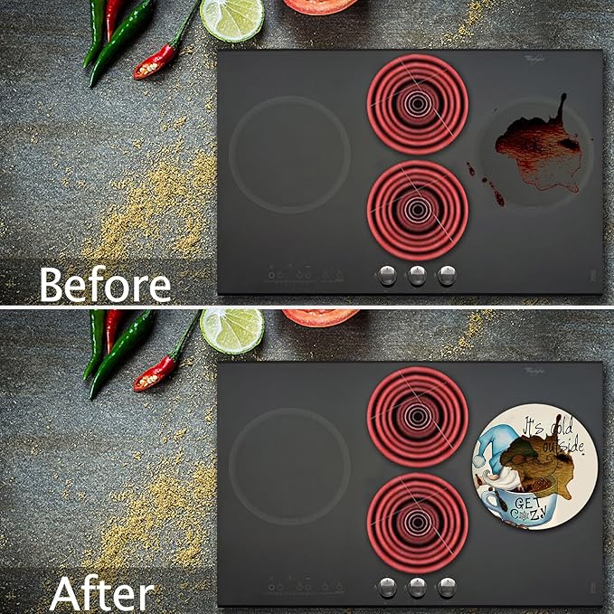 Blue Cold Winter Stove Burner Covers, Christmas Decor Gas Stove Burner Covers 8 ＆10 Inches Stove Top Covers Electric Stove 4 Pcs Metal Stove Cover Gas Stove Top Covers, Cooktop Decorative