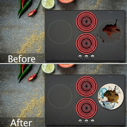Blue Cold Winter Stove Burner Covers, Christmas Decor Gas Stove Burner Covers 8 ＆10 Inches Stove Top Covers Electric Stove 4 Pcs Metal Stove Cover Gas Stove Top Covers, Cooktop Decorative