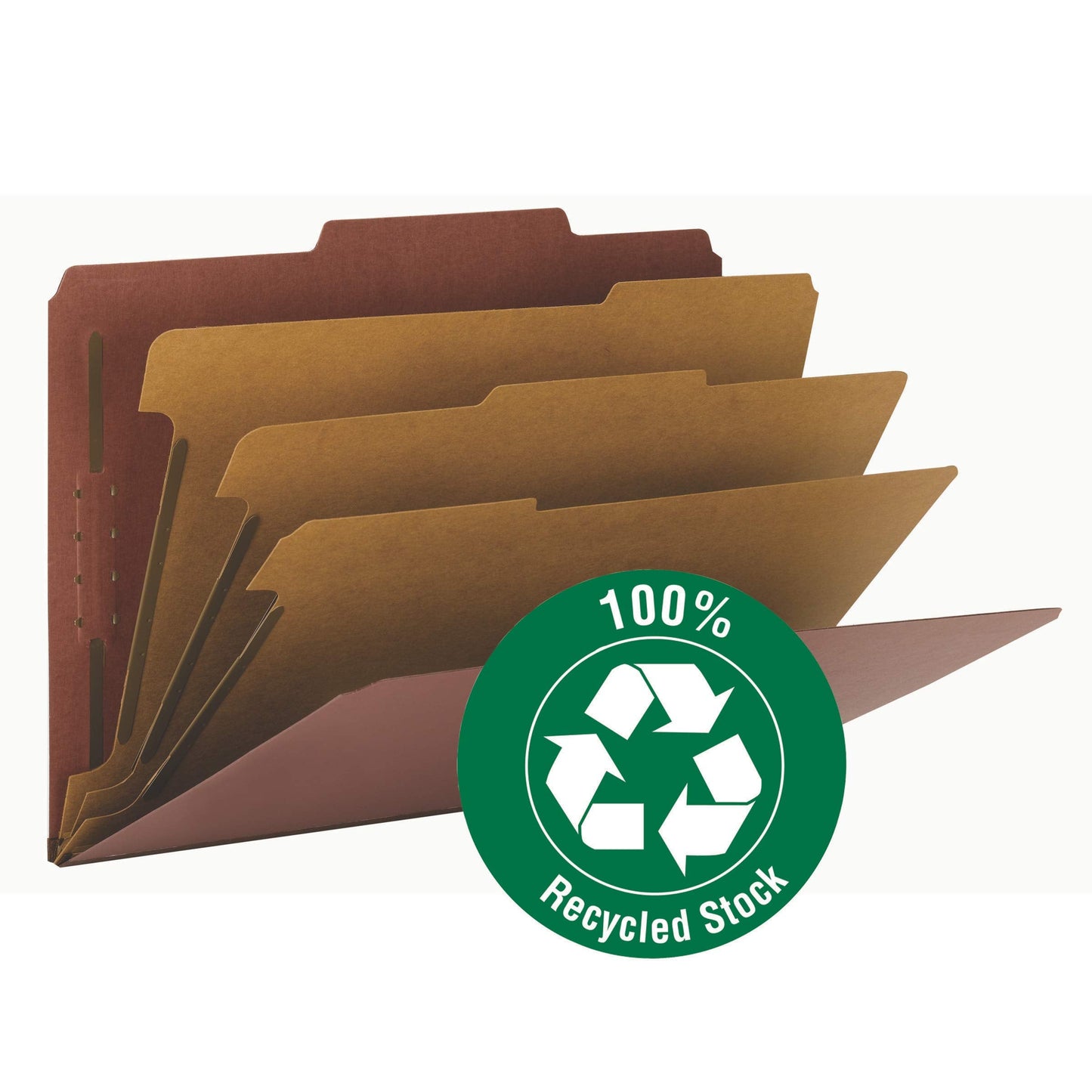 Smead 100% Recycled Pressboard Classification File Folder, 3 Dividers, 3" Expansion, Legal Size, Red, 10 per Box (19099)