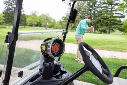 Mr. Heater F242010 MH4GC 4000 BTU Golf Cart Heater, Wind-Resistant With ODS And Tip-Over Safety Switch & Cup Holder Adapter - Silver and Black