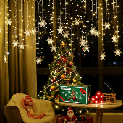 MBVBN LED Curtain Lights,19ft/6M 96 LED Snowflake Curtain String Lights Plug-in Window Curtain Lights with 8 Modes Decoration for Christmas, Wedding, Party,Wall, Home Decorations (Warm White)