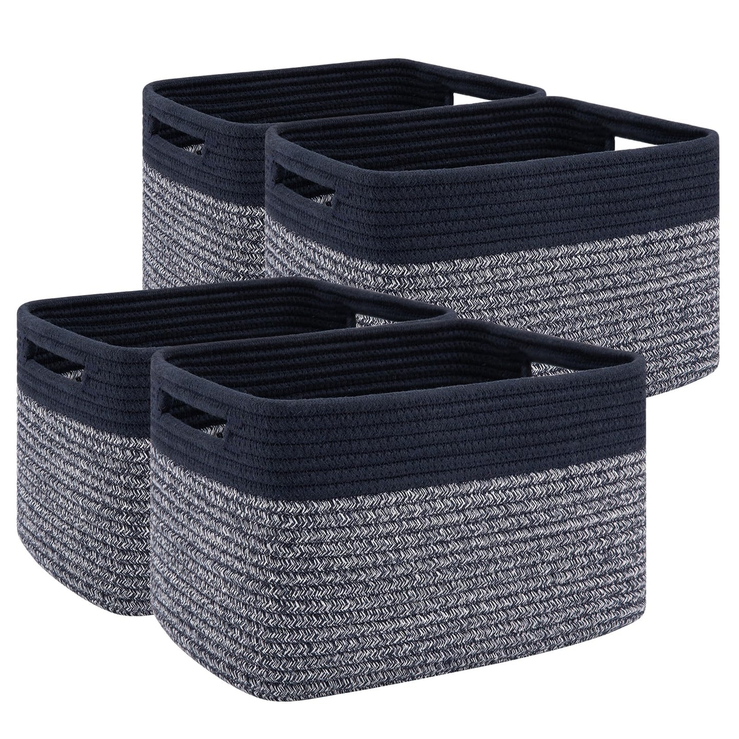 SIXDOVE 4 Pack Storage Baskets for Organizing, Woven Baskets for Shelves - Perfect for Toys, Books, Towels, and Clothes, Durable Gift Basket Bins Toy Storage, 12.7''L x9''W x7.8''H, Blue and Grey