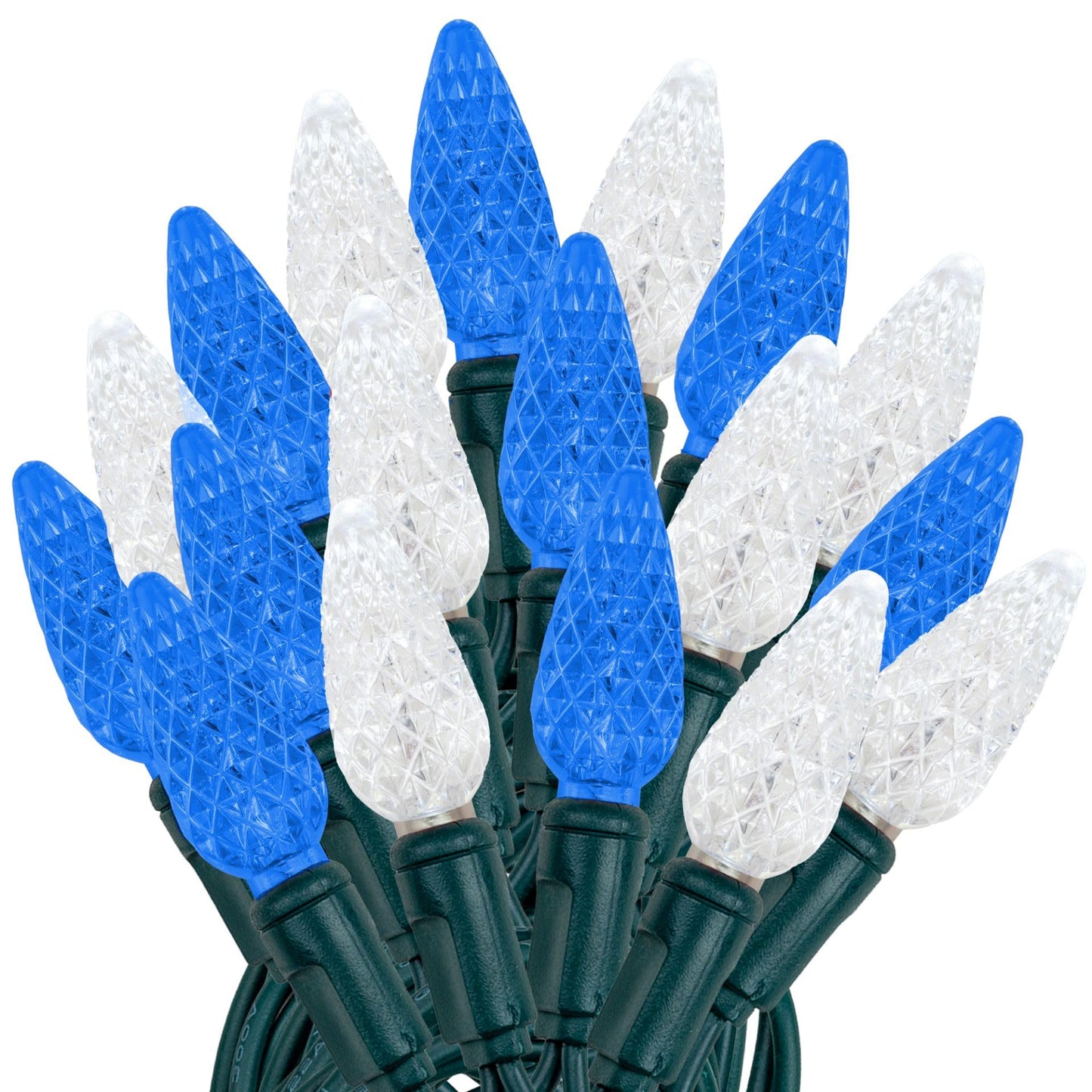 Novelty C6 70 LED Hanukkah & Christmas String Lights, 24FT Permanent comerc. Grade Lights (Blue/Pure White)