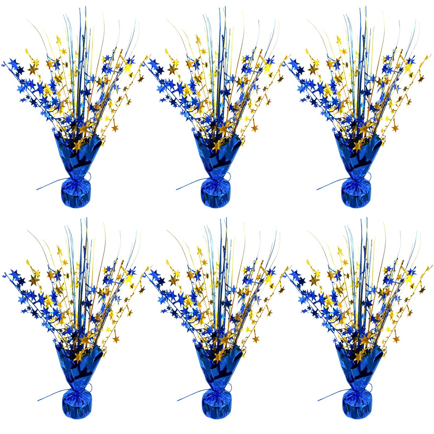 YinNorth 6 Pack Metallic Foil Spray Table Centerpiece Decoration Star Brust Glitter Table Topper Decor for Birthday Graduation Holiday Christmas New Year's Eve Celebration Party Supplies Gold and Blue