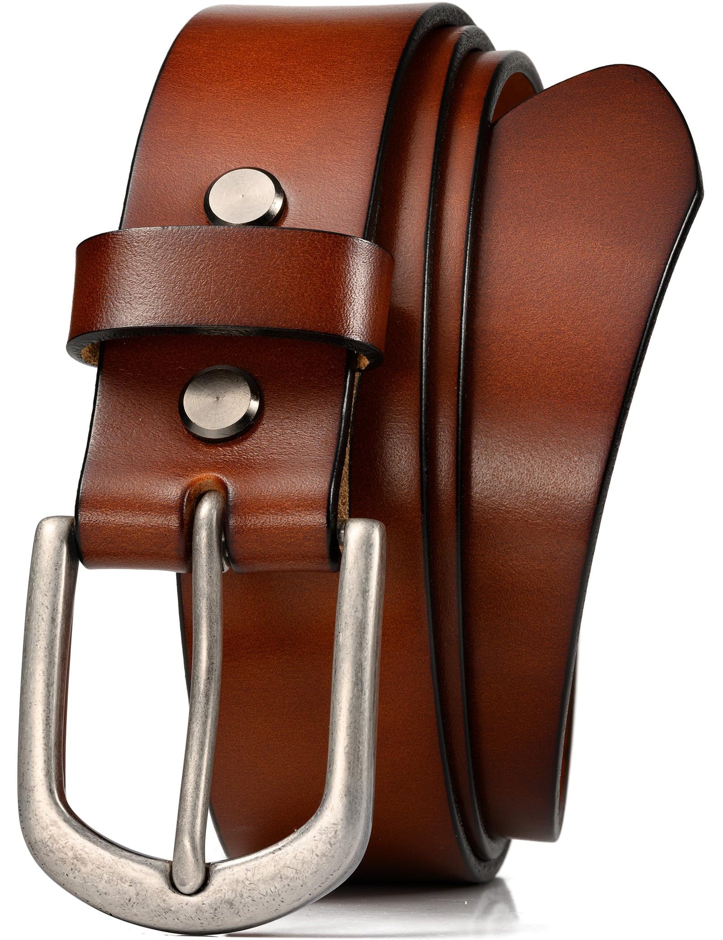WOLFANT Men's 1.5" Top Full Grain Leather Belt in Gift Box,100% Italian Real Solid Leather