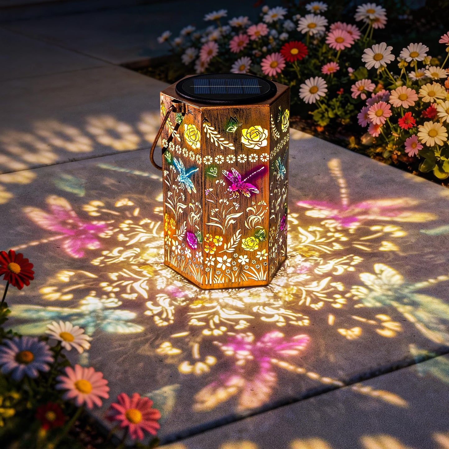 Singingarden Outdoor Gifts for Women - Dragonfly Outdoor Solar Lantern Garden Decor Patio Decor for Yard, Patio, Pathway