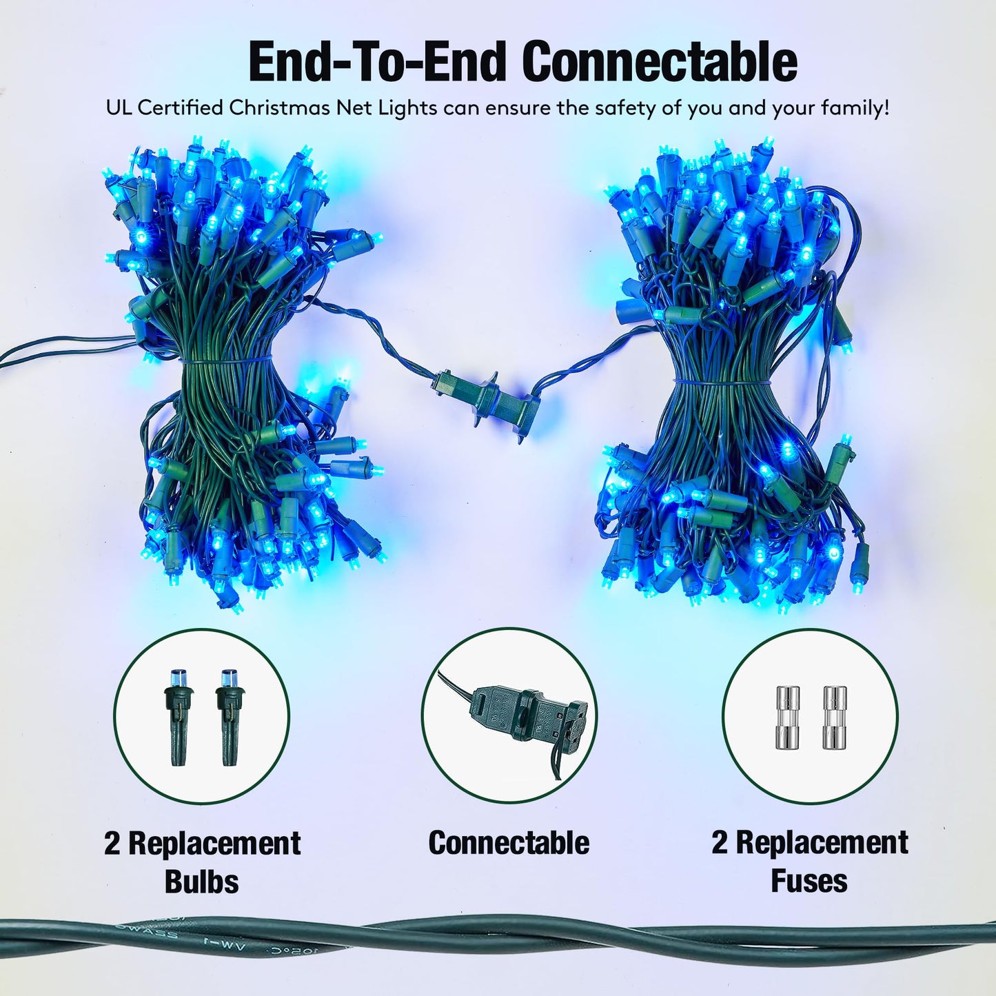 Sylampow Led Blue Christmas Net Lights Outdoor Christmas Bushes Lights 120Led 6ftx5ft, Connectable Outdoor Indoor Mesh Net Lighting for Xmas Holiday, Garden, Lawn, Shrubs, Trees, Bushes Decorations