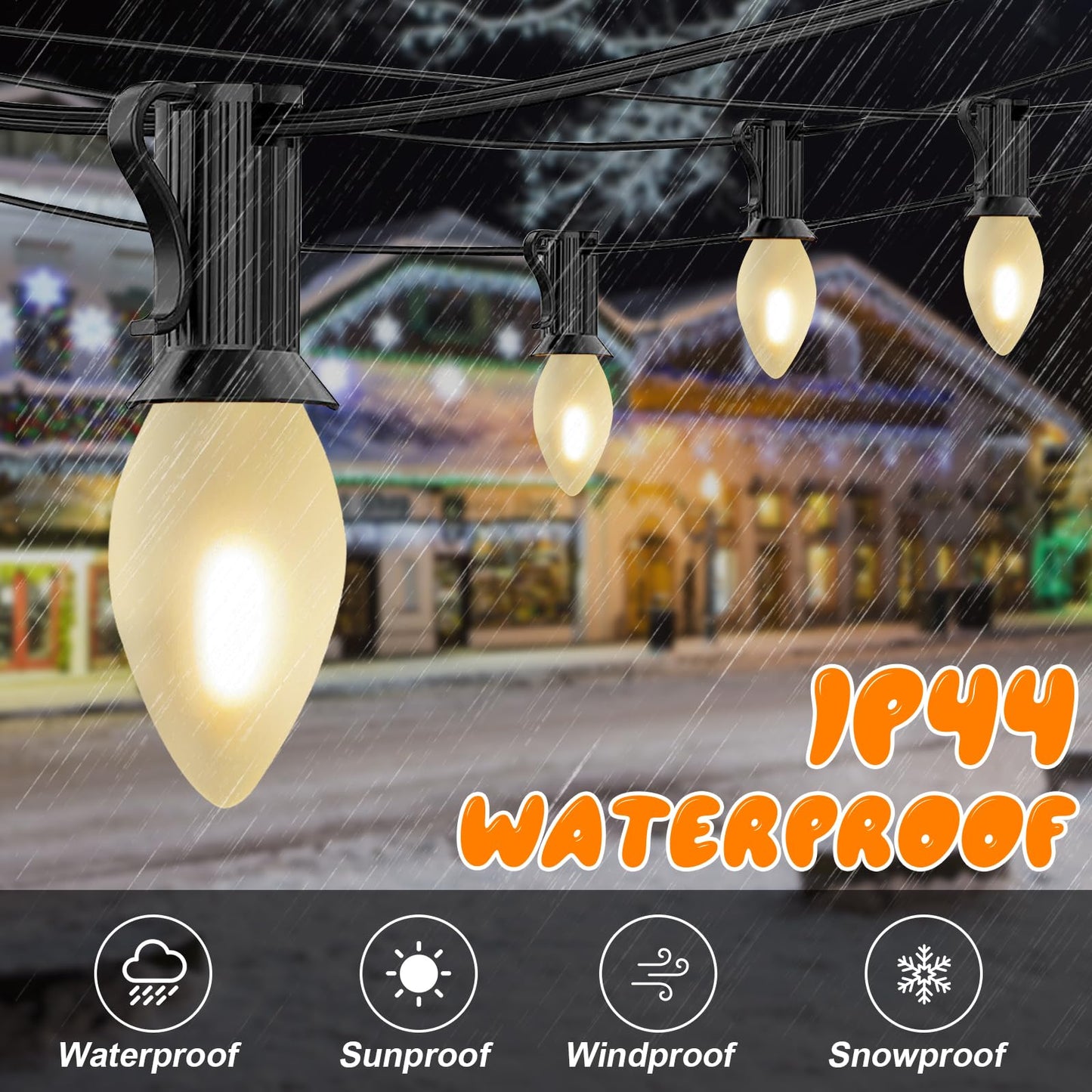 GOOTHY 25 Pack C7 LED Frosted White Light Bulbs, Shatterproof Christmas Replacement Bulb for Outdoor Patio String Lights, E12 Candelabra Base LED Night Lights Candles Bulbs, 2700K Warm White