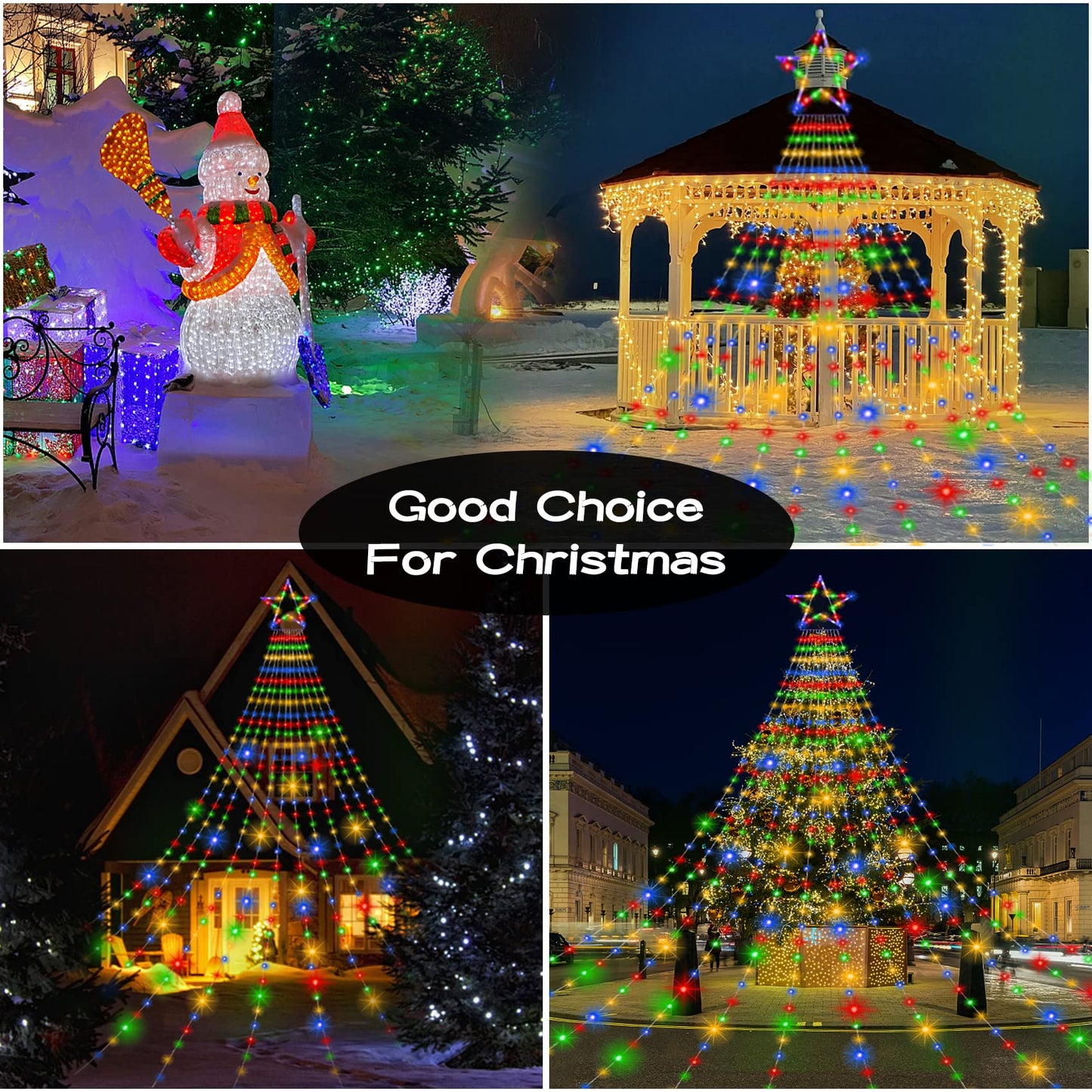 Onory Christmas Outdoor Star String Lights 23FT 860 LED Waterproof Waterfall Tree Lights with Star Topper, 8 Modes Christmas Decorations Outdoor Tree Lights for Patio, Yard, Party Holiday Dec