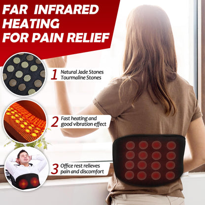 UTK Far Infrared Heating Pad for Back Pain Relief, Hot to 159℉, Gift for Women Men, FSA HSA Eligible Lower Back Massager with 3 Vibration, 16 Timers Auto-Off, 20 Natural Jade, 35-55" Adjustable Size