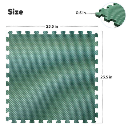 Home Gym Mat, Puzzle Exercise Mat, EVA Interlocking Foam Floor Tiles for Home Workout Equipment and Kids' Play Areas - Blue, 24 in x 24 in x ½ in - (Green, 12 Pack (48 SQ FT))