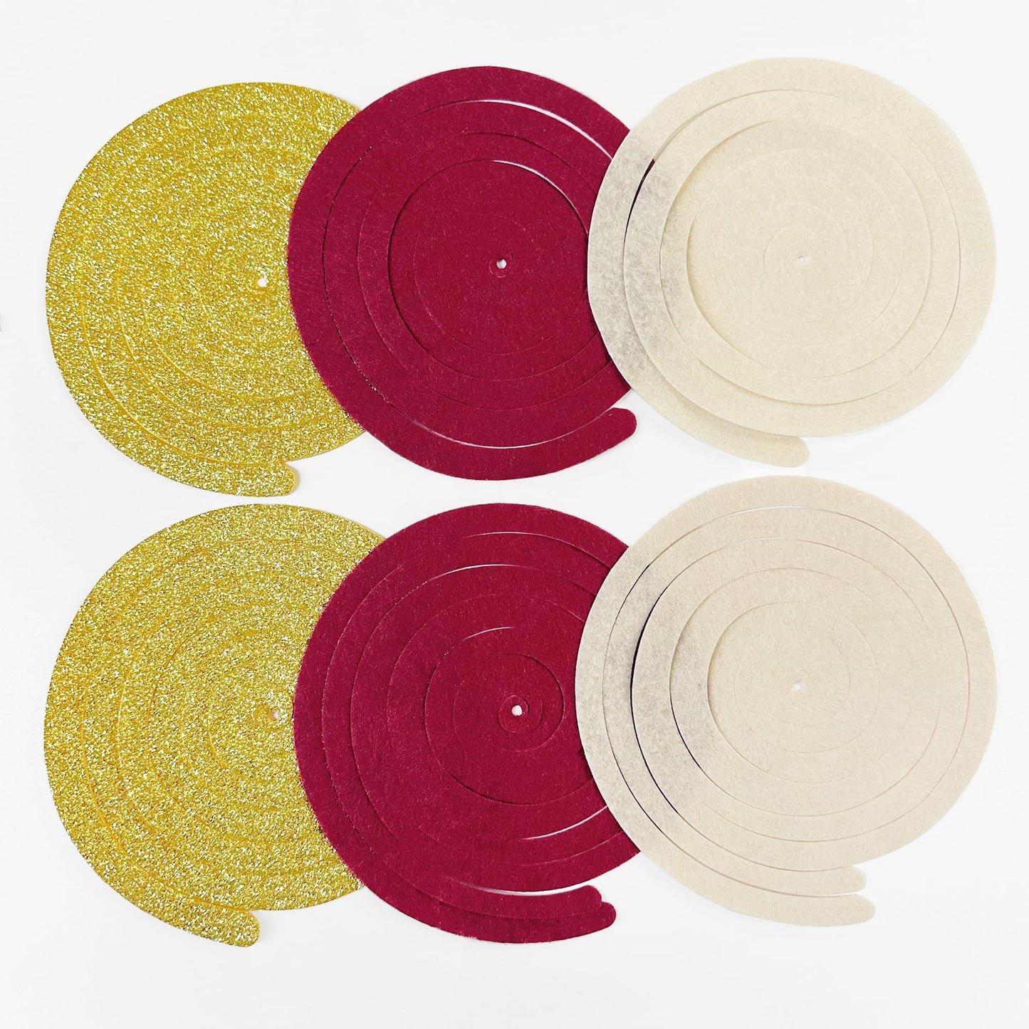 36 Pcs Maroon Gold Hanging Swirl Decorations Glitter Gold Burgundy Beige Felt Swirl Streamer Spiral Ceiling Garland for Birthday Graduation Wedding Baby Shower Retirement Anniversary Garnet Party