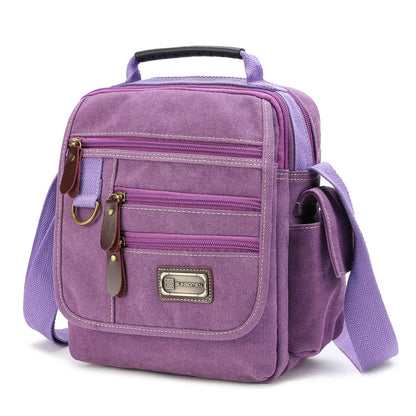 SUNSOMEN Mens bag Canvas Shoulder Bag Small Messenger Crossbody Work Bag Vintage Multi-function (Purple)