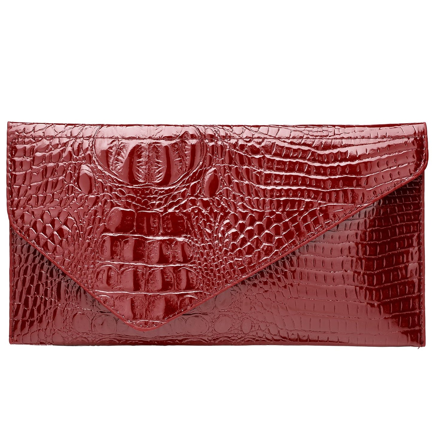Balteus Burgundy Clutch Evening Bags for Women, Croc-Embossed Metallic Handbags, Trendy Envelope Purse for Prom, Formal Party & Wedding Guest