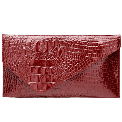 Balteus Burgundy Clutch Evening Bags for Women, Croc-Embossed Metallic Handbags, Trendy Envelope Purse for Prom, Formal Party & Wedding Guest