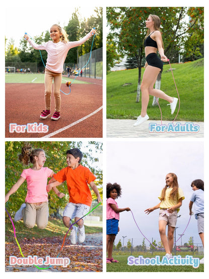Jump Rope for Kids, Lorvain Adjustable Skipping Rope, Kids Jump Ropes with Wooden Handle for Girls Boys, Weighted Jumping Ropes for Fitness Workout Exercise Outdoor Fun Activity