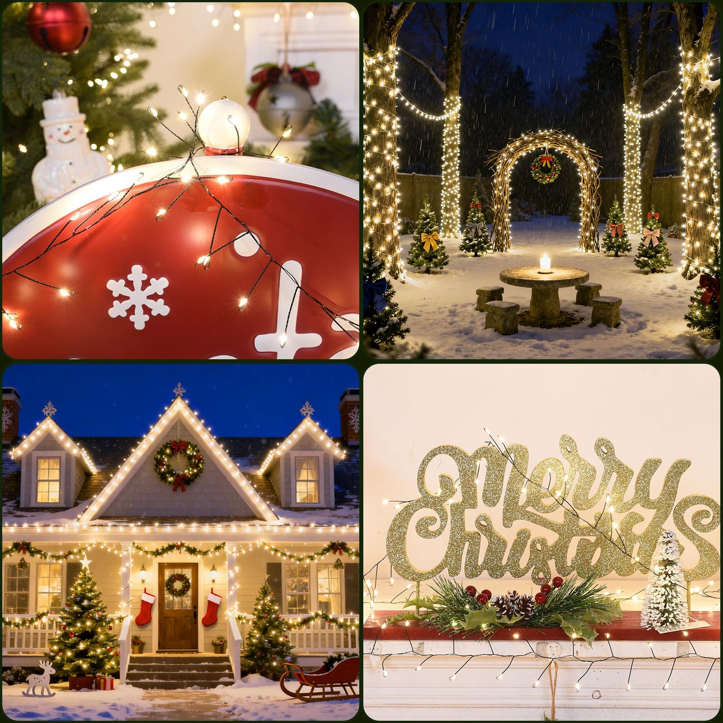 Lycklig Fairy Lights Plug in 65Ft 1000LED Warm Christmas Wreath Twinkle Lights with Timer Remote Waterproof Firecracker Firefly Cluster String Light for Bedroom Graland Party Tree Decor Black Wire