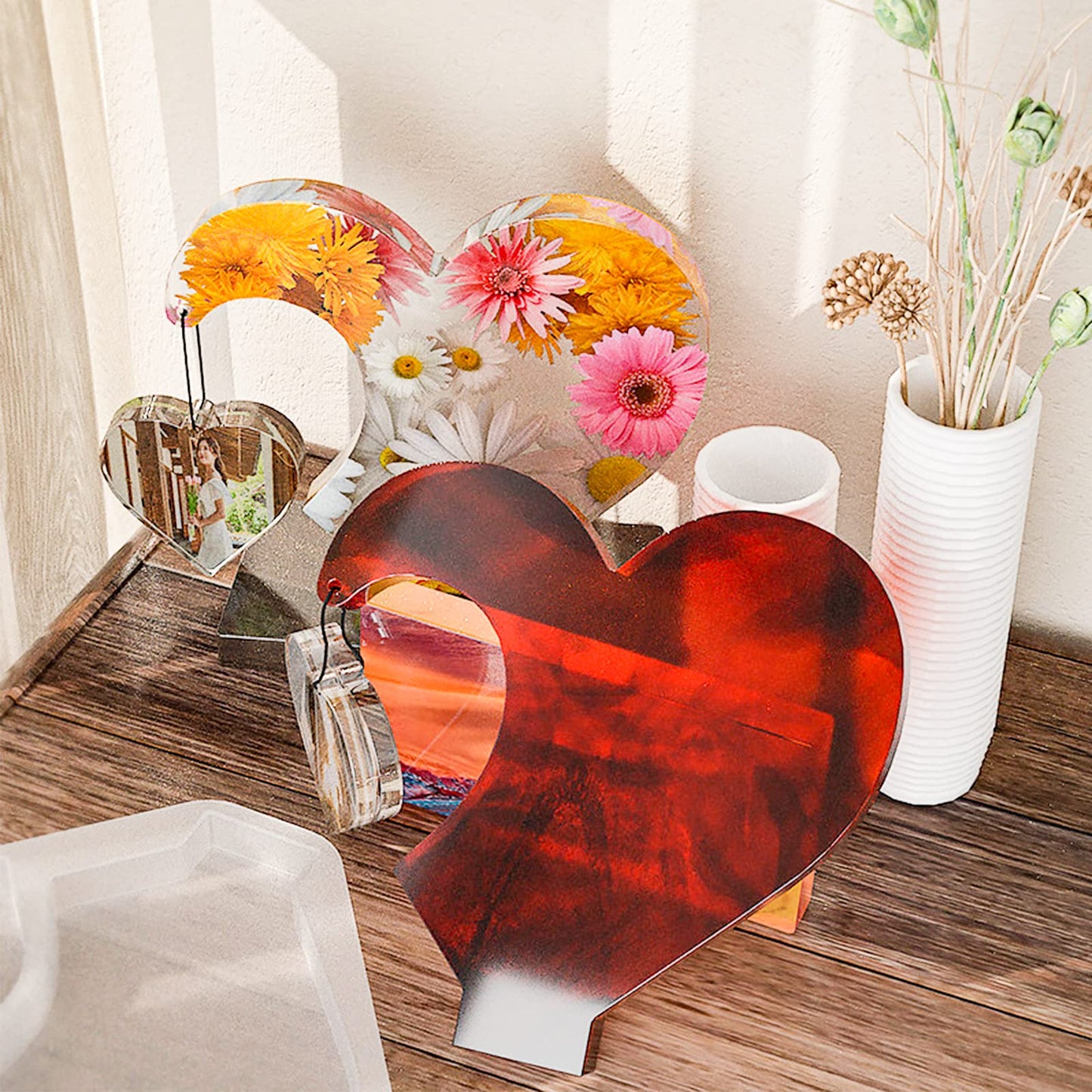 Large Photo Frame Resin Molds, Heart Shape Silicone Molds for Epoxy Resin, DIY Picture Frame Display Unique Mold for Resin Casting Art Crafts Table Home Decor Gift