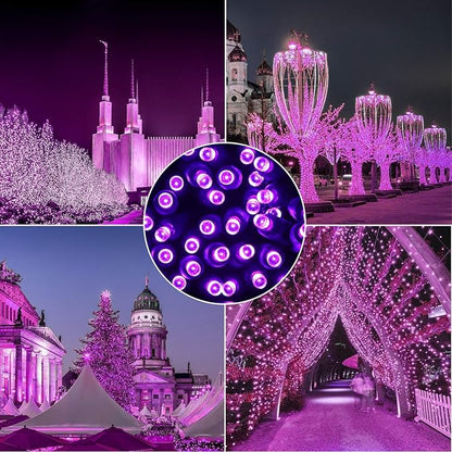 100 Counts Purple LED Halloween Lights – 50ft 5mm Purple Christmas Lights Outdoor Commercial Grade Waterproof, Indoor Halloween Party Decorations, Green Wire Purple String Lights, UL, IP:65