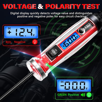 AWBLIN Power Circuit Probe Tester, LCD Digital Automotive Test Light with Voltage Display&Illumination, DC Voltage Tester, Electrical System Tool, Relay Fuse Continuity Current Test.