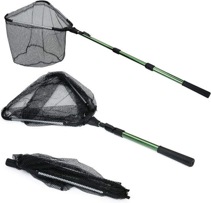 Fishing Landing Net with Telescoping Pole Handle - Extendable 40-63 Inches for Freshwater Use