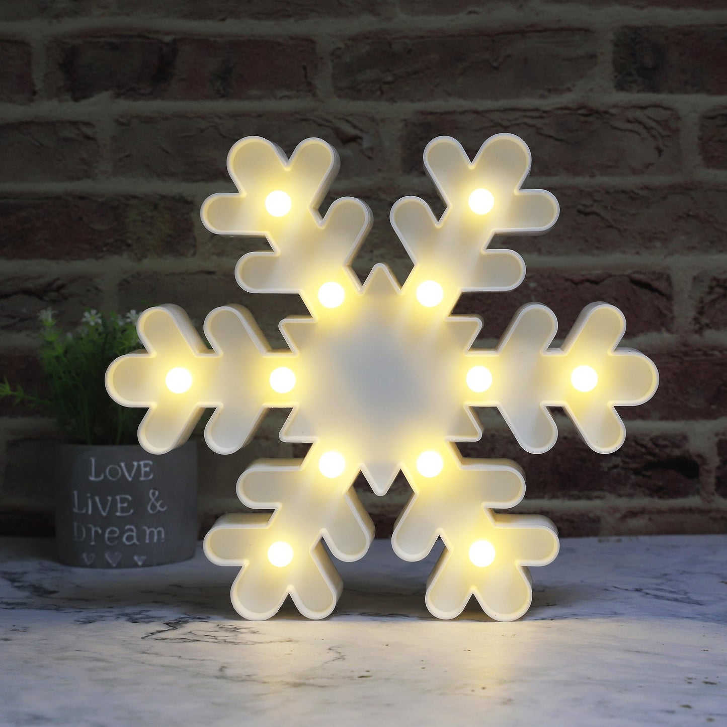 Vicila Snowflake Marquee Sign Christmas Lights, LED Night Lights Table & Wall Lamp for Bedroom, Kids' Room, Nursery Room, Home, Christmas Decorations - White Snowflake