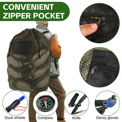 Archerest 1 Pack Extra Large Mesh Duck Decoy Bag, Decoy Bags for Duck Goose with Double Drawstring & Adjustable Shoulder Straps, Light Weight Turkey Waterfowl Hunting Storage Backpack