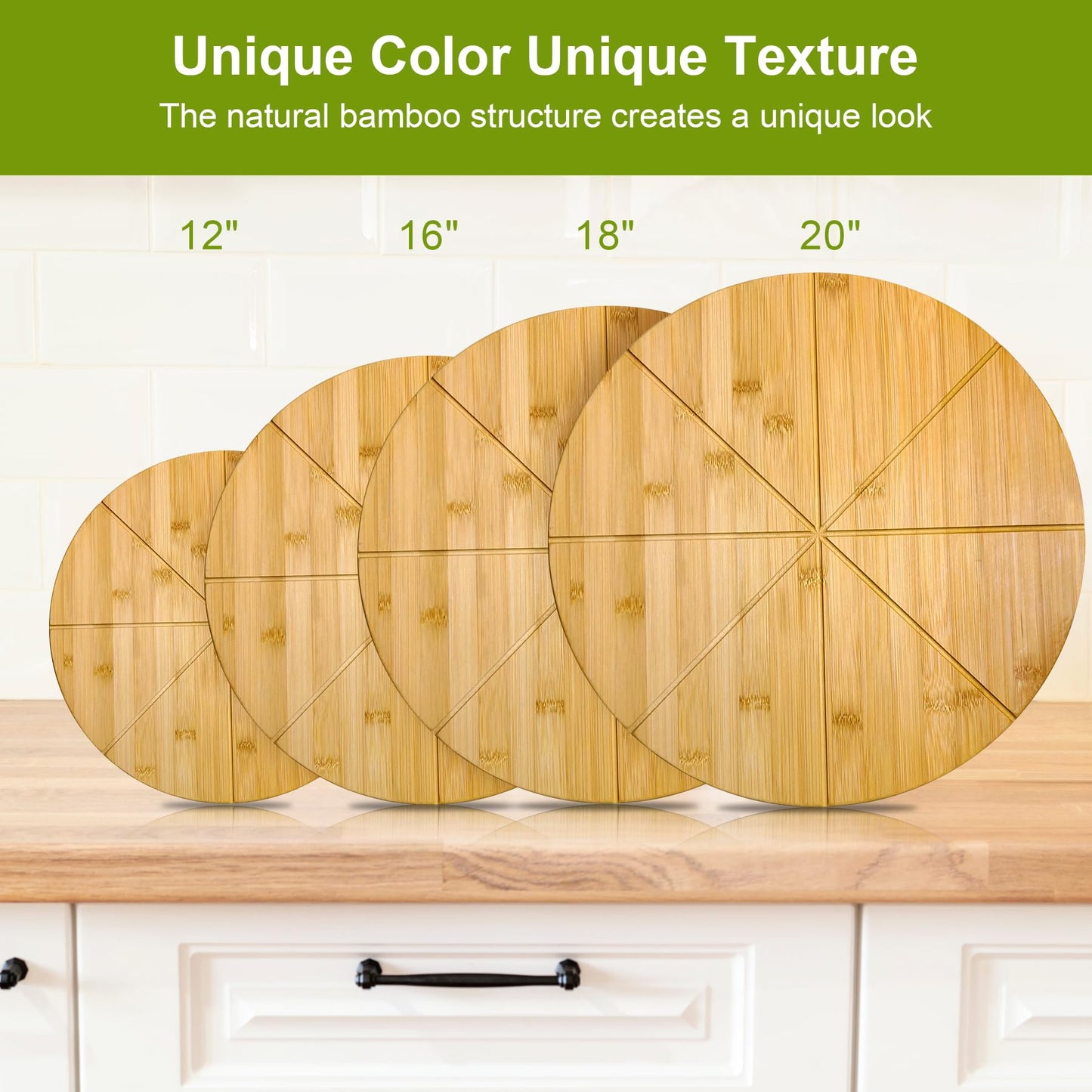 TUOCON 16" Pizza Cutting Board Double Sided Round Cutting Boards Large Pizza Server Bamboo Wooden 16inch Platter Pizza Oven Accessories Kitchen Gifts Pizza Prep Board with Grooves