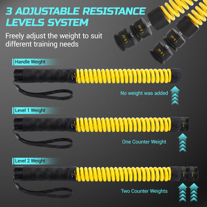 Weighted Cordless Battle Ropes for Home Gym & Apartment with 3 Adjustable Resistance Levels-Ropeless Battle Ropes for Strength Training,HIIT,Full Body Exercise Includes Workout Guide & Storage Bag