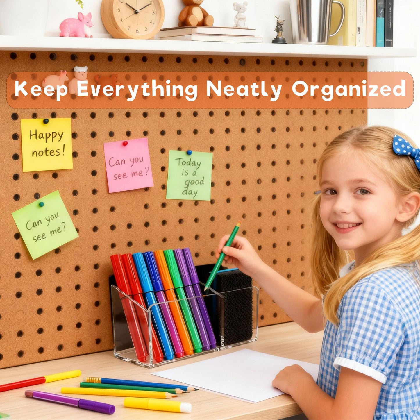HeCuPMMA Magnetic Dry Erase Marker Holder - Non-Slip Acrylic Pen Organizer with Powerful Magnets for Whiteboard, Refrigerator, Office Desk, Classroom Supplies & Home Organization-Clear