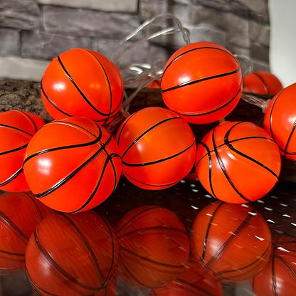 Basketball String Lights, 14ft 20 LED Battery Powered Indoor, Sports Decoration Ball Sport Theme Party Decorative Lights,Birthday Decorations,Football Lovers Gift(8Mode)