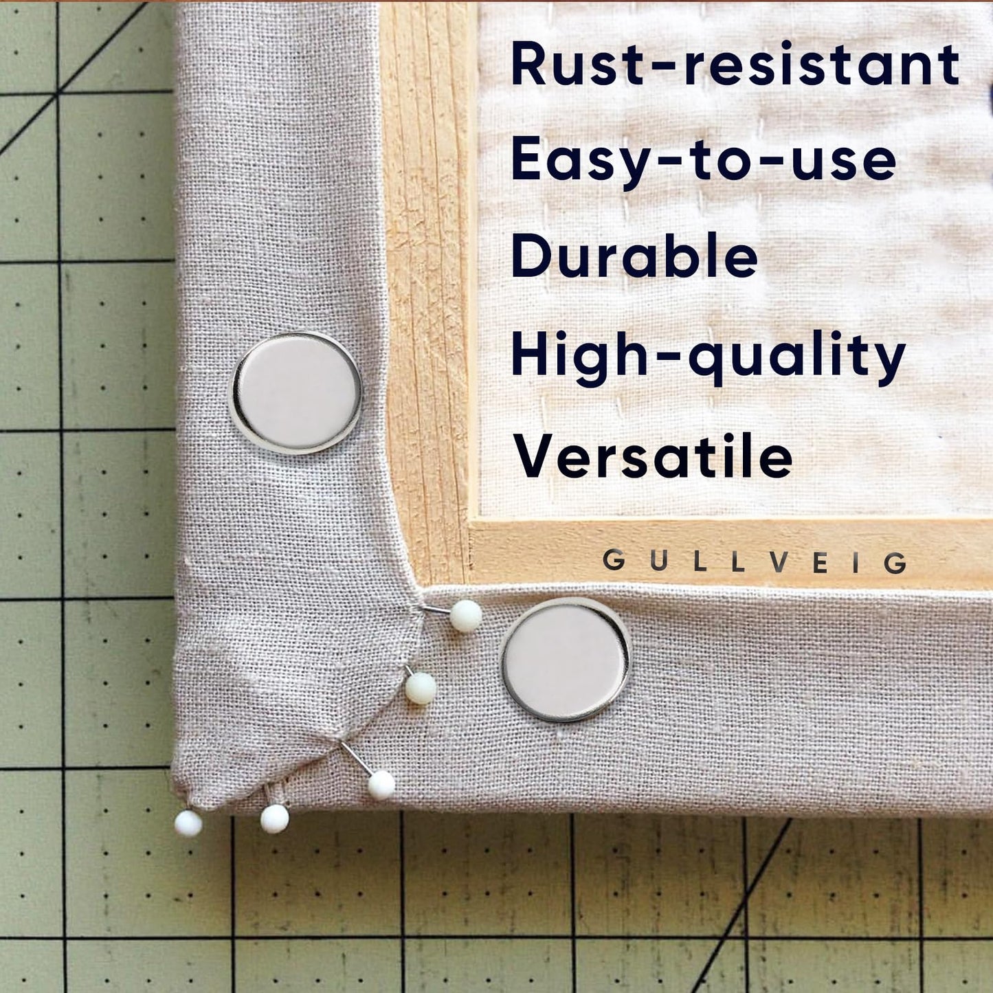 Gullveig Silver Push Pins - 100 Piece Set in Elegant Metallic Finish - Durable Metal Thumb Tacks, Reusable Paper Box - Perfect for Home, Office, and DIY Projects - Ф11mm x 17mm