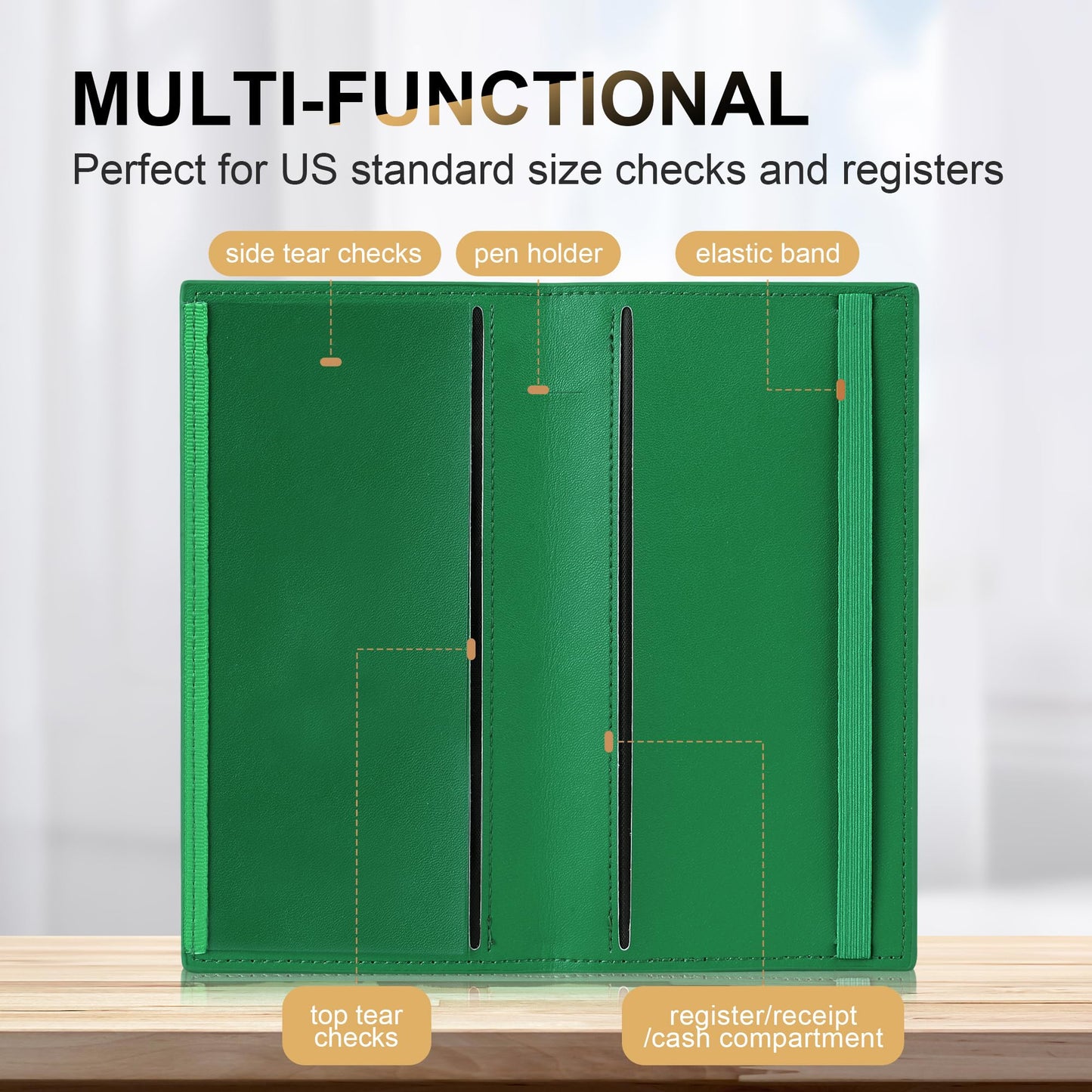 CASMONAL Checkbook Covers for Personal Checkbook Holder RFID Blocking Premium Leather Checkbook Cover for Duplicate Checks