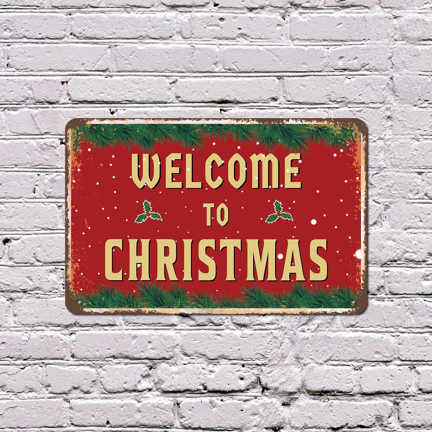 Welcome To Christmas (2 Pack) 8 Inch x 12 Inch Novelty Plastic Sign Cookies Cocoa Cheer Durable Weatherproof Perfect for Entryways Mantels Shops Fun Gift for Holiday Lovers Families Neighbors