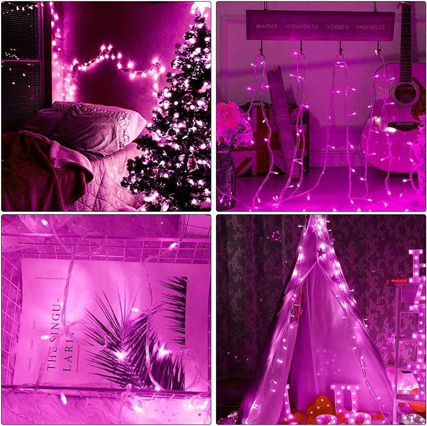 ILLUMINEW Pink String Lights Outdoor Valentines Day Decorations, 8 Modes Fairy Christmas Lights Plug in for Bedroom Tree Outsides Decor (Pink, 300Led)