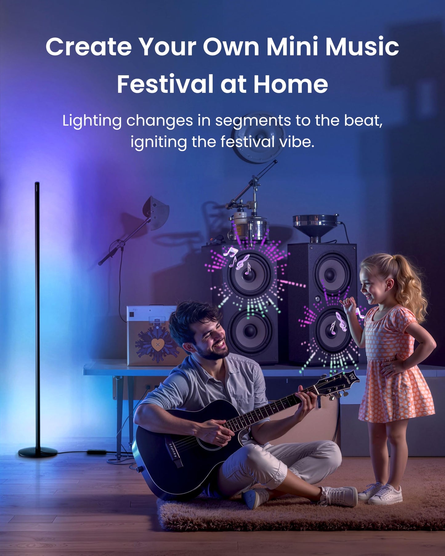 SwitchBot Smart Floor Lamp RGBICWW Voice/App Controlled Works with Alexa, Apple Home & Google, Matter, Warm & Cool White, 1200lm Music Sync, Lamp for Living Room for Bedroom — Christmas/Holiday décor