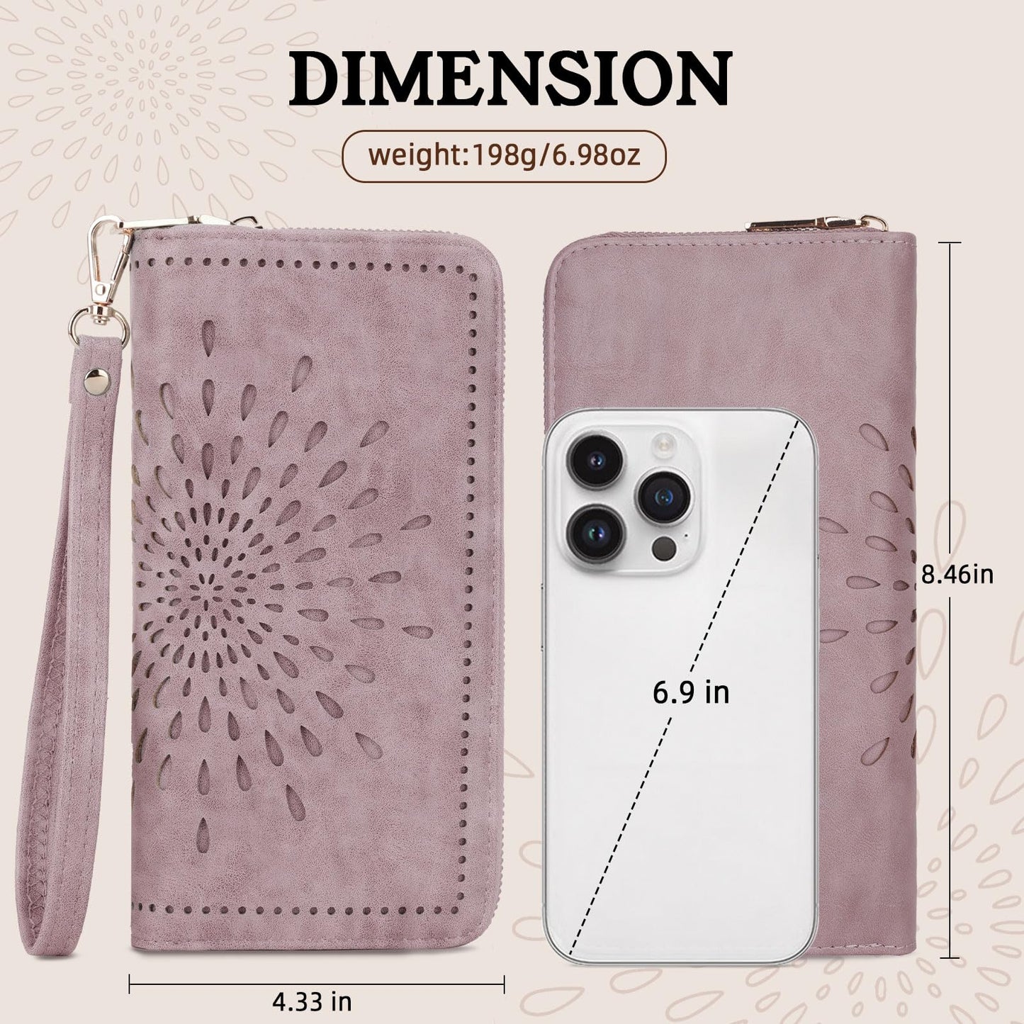 APHISON Wallet Women Large Capacity Clutch Purse For Ladies Card Holder RFID Wristlet Phone Zipper Coin Travel Pocket