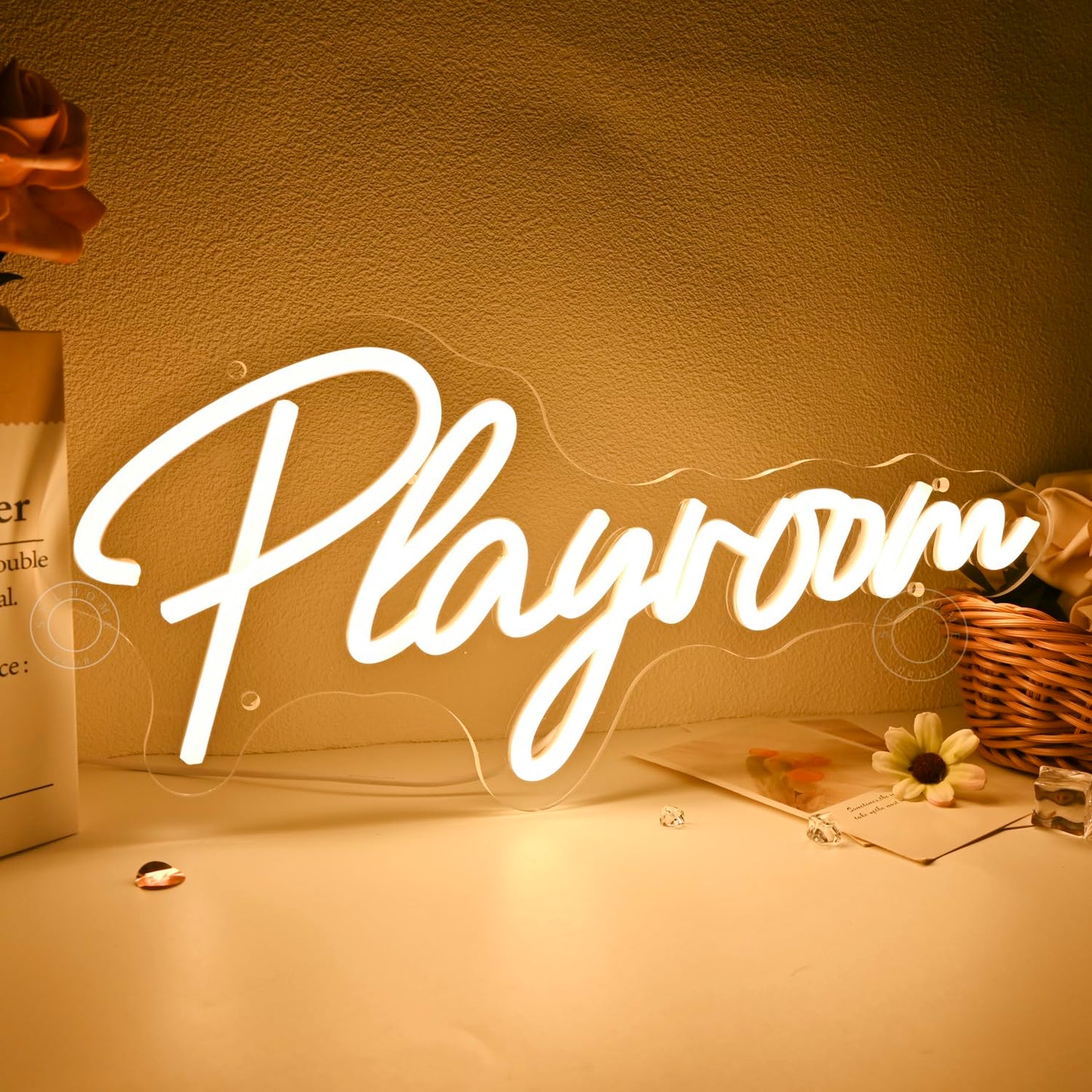 SYLHOME Playroom Led Neon Light Sign Nursery Kids Room Bedroom Classroom Game Room Wall Sign Decor Birthday Christmas Gifts 15.75" X 7.28" USB Warm White