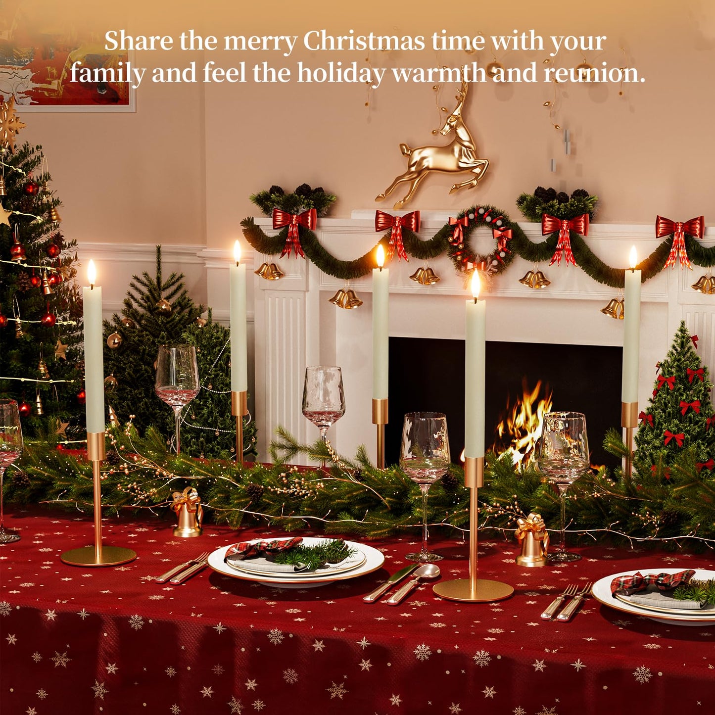 Rechargeable Flameless Taper Candles 2Pcs Real Wax Battery Taper Candles with Remote&Timer LED Candlesticks Flickering Realistic for Christmas Home Wedding Decor Ivory