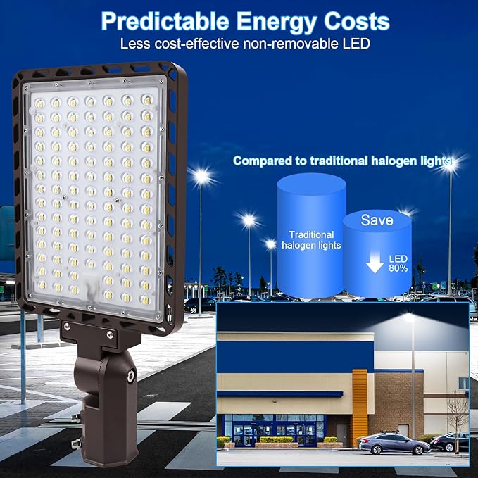 350W LED Parking Lot Lights Outdoor with Slip Fit Mount 52500LM 5000K Super Bright Dusk-to-Dawn Parking Area Light IP65 Commercial and Security Street Stadium Lighting Heavy-Duty 100-277V