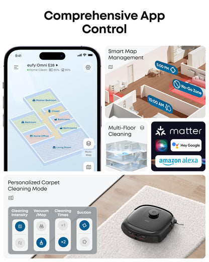 eufy Robot Vacuum E25, HydroJet System with Roller Mop, 20,000 Pa Turbo Suction, All-in-One Robot Vacuum and Mop Combo, Edge-to-Corner Cleaning, Zero-Tangle Design, AI Obstacle Avoidance (Upgraded)
