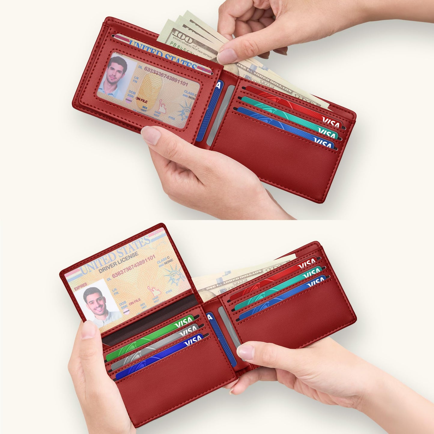 Tipmile Wallet for Men Slim RFID Blocking Credit Card Holder, Minimalist Men Wallets 12 Cards with 2 ID Windows & Cash Slot, Bifold Front Pocket Wallet Gifts for Men