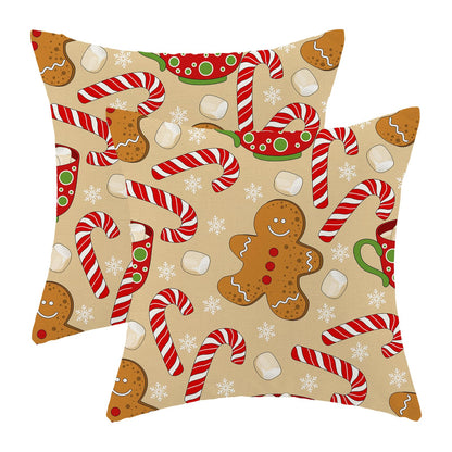 AEIOAE Christmas Pillow Covers 18x18 Inch Set of 2 Gingerbread Man Candy Cane Throw Pillowscase,Snowflake Xmas Holiday Outdoor Decorative Farmhouse Winter Decor Cushion Covers for Home Sofa Bed