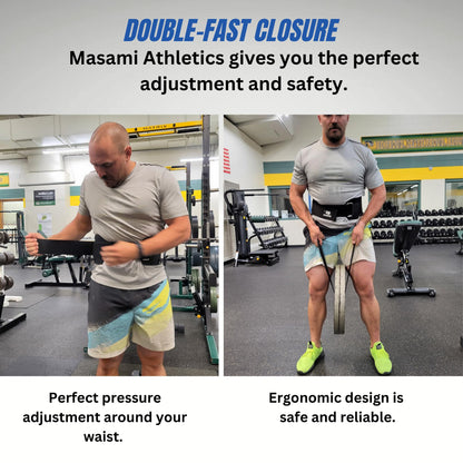 Masami Athletics 2-in-1 Weight Lifting Belt with Gloves - Self-Locking Weightlifting & Dip Set Belt with Rope & Gloves - Multi-Functional Belt for Lifting, Squats, Dips