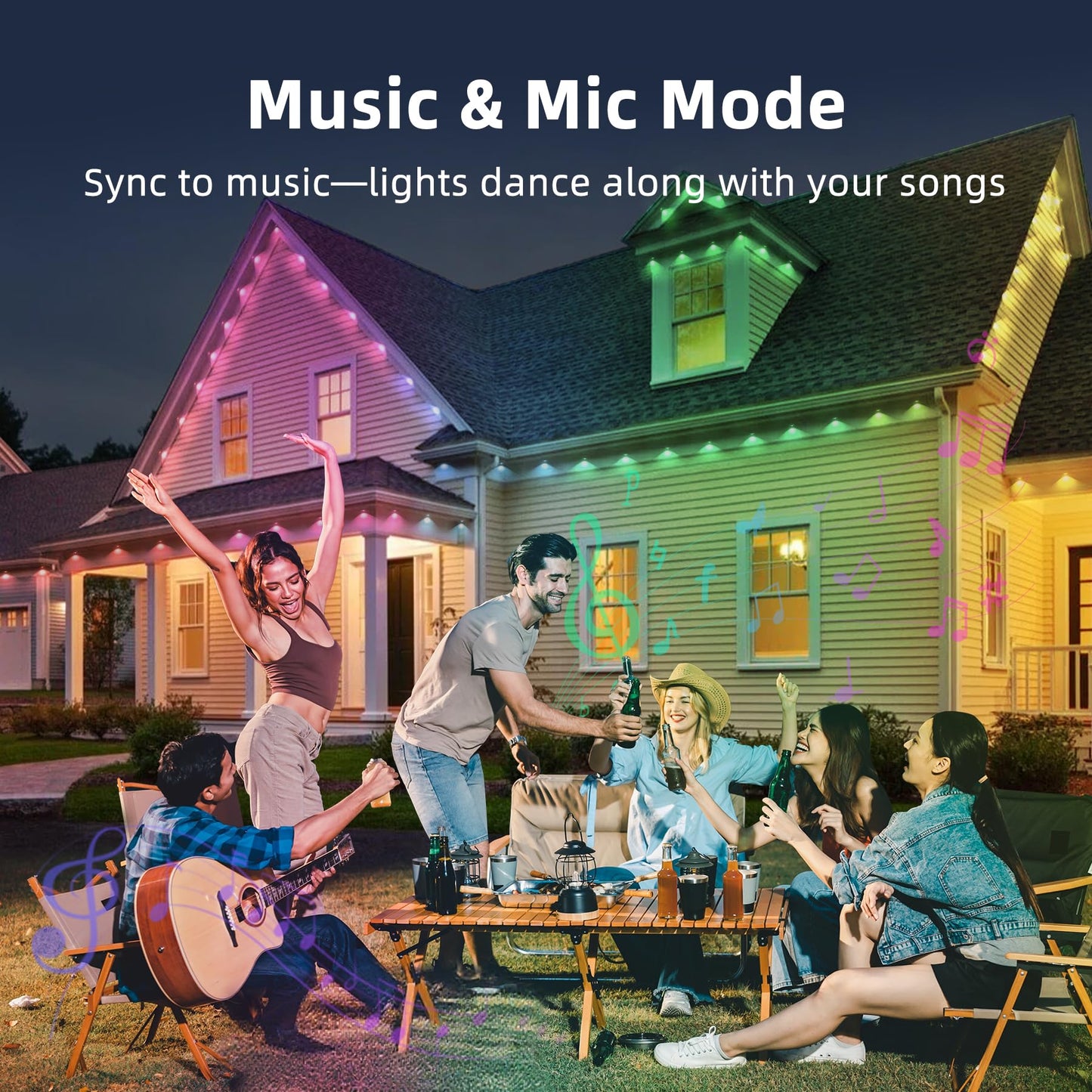 MaweMe 150FT Permanent Outdoor Lights for House,RGB LED Eaves Lights with IP67 Waterprooff, Smart App Remote Control, Music Sync, for Christmas,Daily & Holiday Party Decor