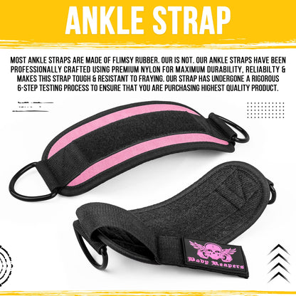 Body Reapers Workout Ankle Straps for Cable Machine Women, Ankle Cuff Cable Attachment, Ankle Clips for Cable Machine, Glute Kick Back Ankle Straps, Glute Workout, Lower Body Exercises - Single