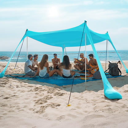 WILDPATH Beach Tent Sun Shelter 10 x 10FT with 8 Sandbags, UPF 50+ Protection Beach Shade Canopy, Eazy Up Portable Canopy Tent for Sun, Camping, Fishing, Backyard