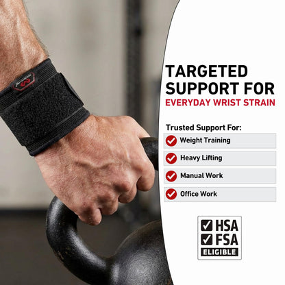 McDavid Wrist Brace, Compression Support for Pain Relief, Fits Left & Right Arm, Fits Men & Women, Black, Adult, S/M